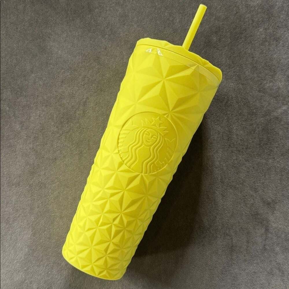 Starbucks Yellow Geometric Studded Cold Cup Tumbler 24 oz